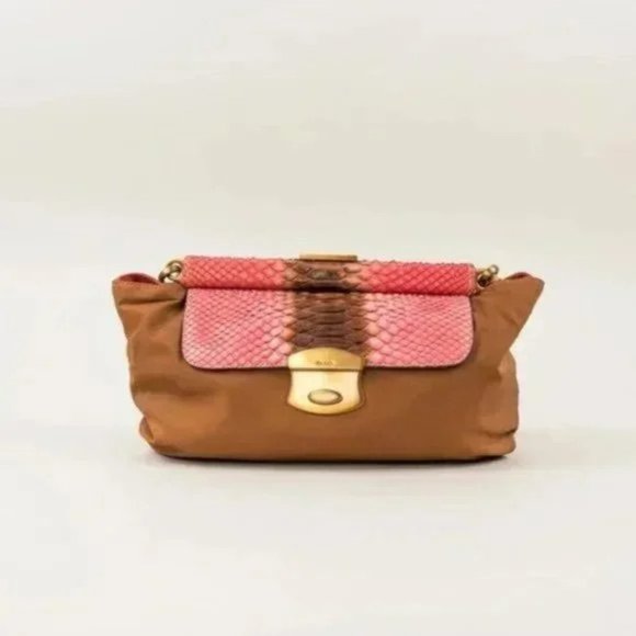 Prada Brandy Tessuto Python Chain Shoulder Bag - Picture 1 of 13